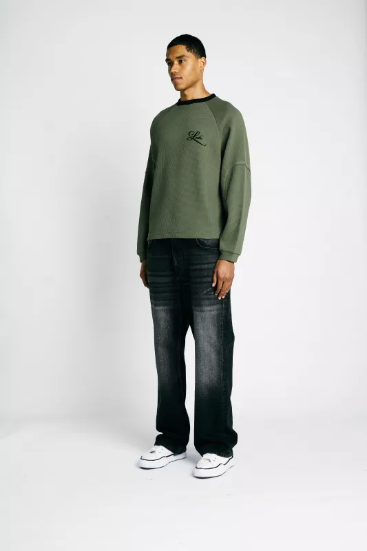 Waffle Longsleeve - Green/Black